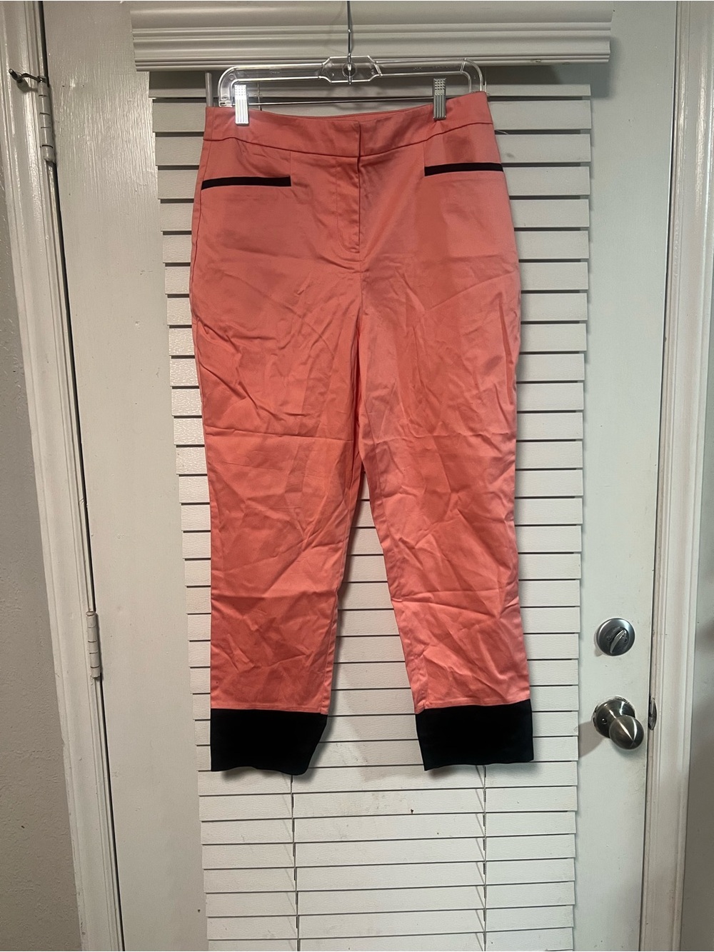 New York & Company Coral Pink Pants with Black Trim